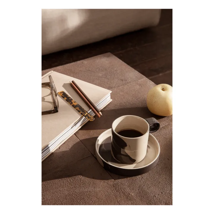 Ferm Living Tasse Inlay avec soucoupe | Gris