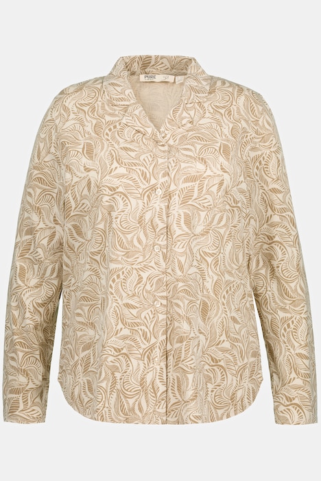 Pyjamajacke, Blätter, Reverskragen, Biobaumwolle