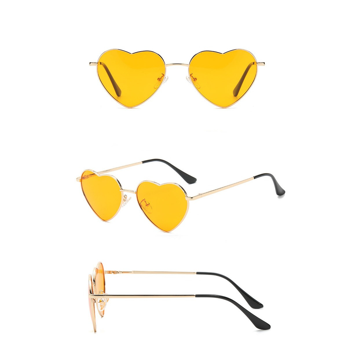 UV400 Herz Sonnenbrille Fashion Accessoire Brille - Gold / Gelb