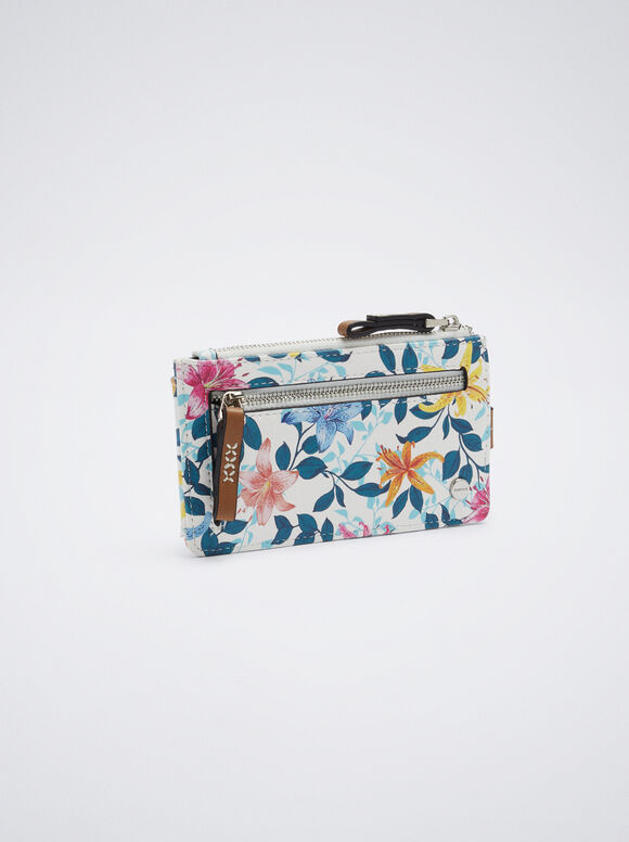Porta-cartões com estampa floral - Rosa