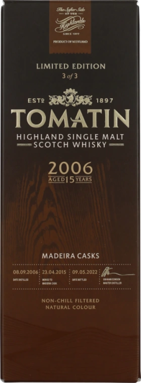 TOMATIN 15 YEARS 2006 MADEIRA PORTUGUESE COLLECTION 70CL