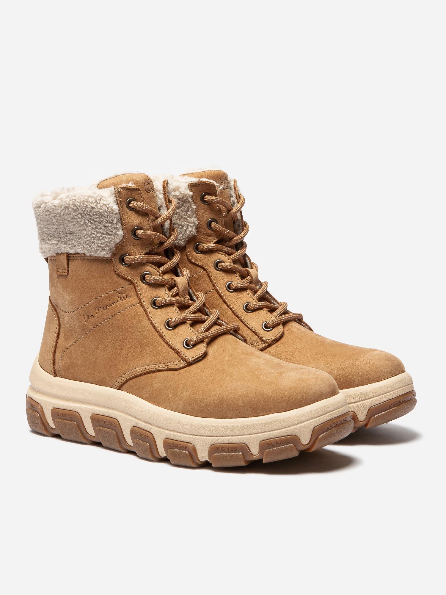 Boots Femme Fourrées Semelle Crantée Cuir Camel