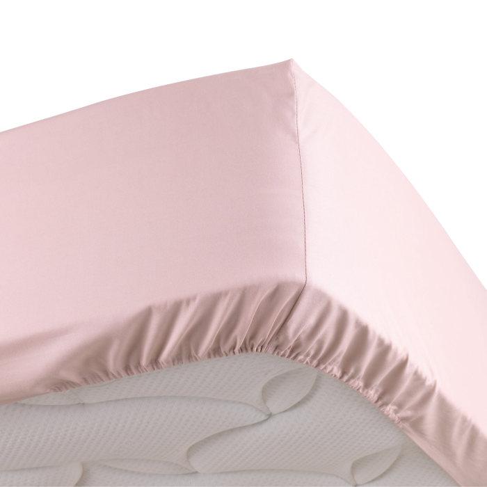 DRAP HOUSSE 2 PERSONNES 180X200 CM PERCALE UNI ROSE