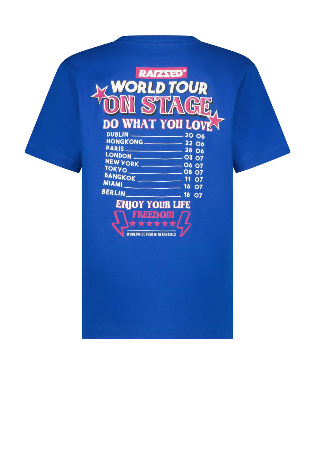 Raizzed T-shirt Safia met backprint kobaltblauw