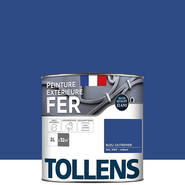 Peinture extérieure fer Tollens brillant bleu ral outremer 2L