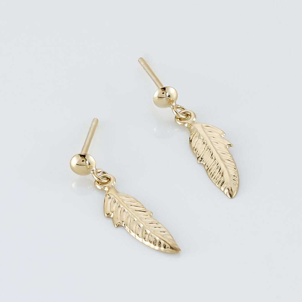 Boucles D'oreilles Pendantes Bartolomea Feuille Or Jaune
