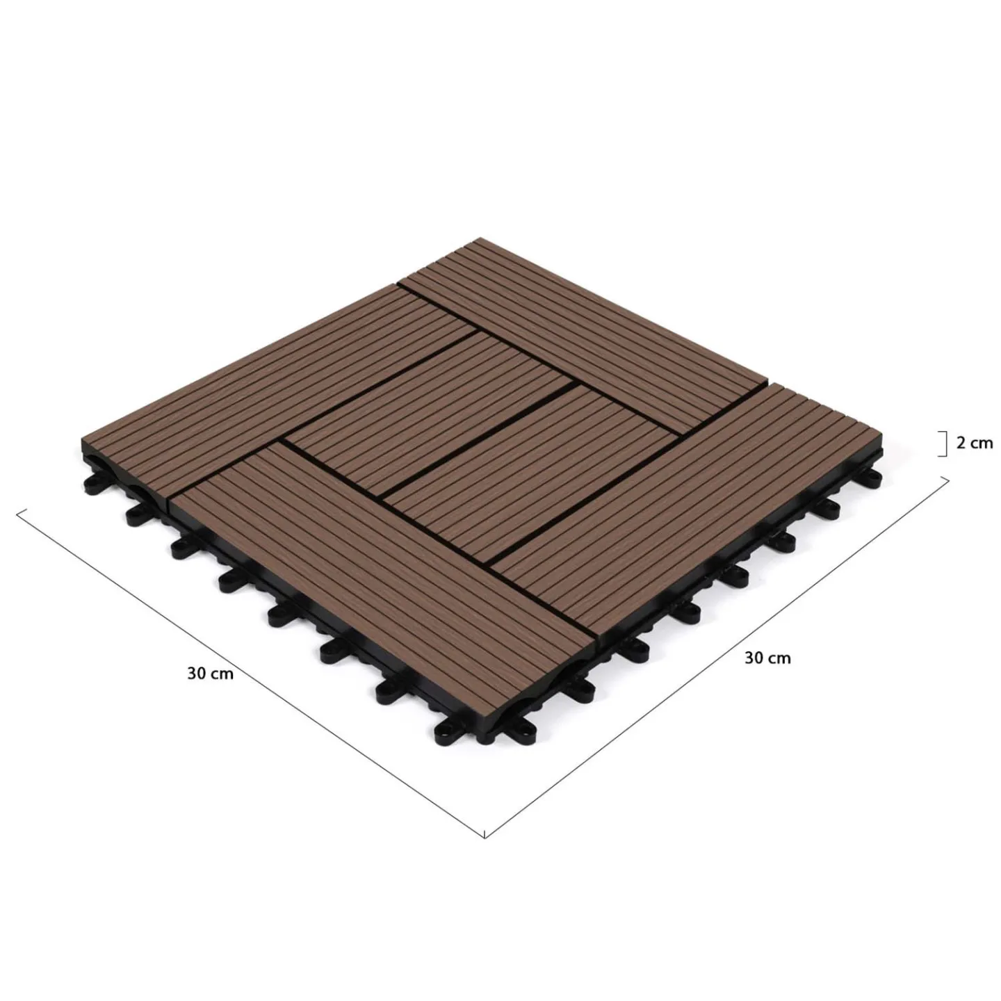 Lot de 5 dalles de terrasse mosaïque WODHY clipsables bois composite taupe 30 x 30 cm