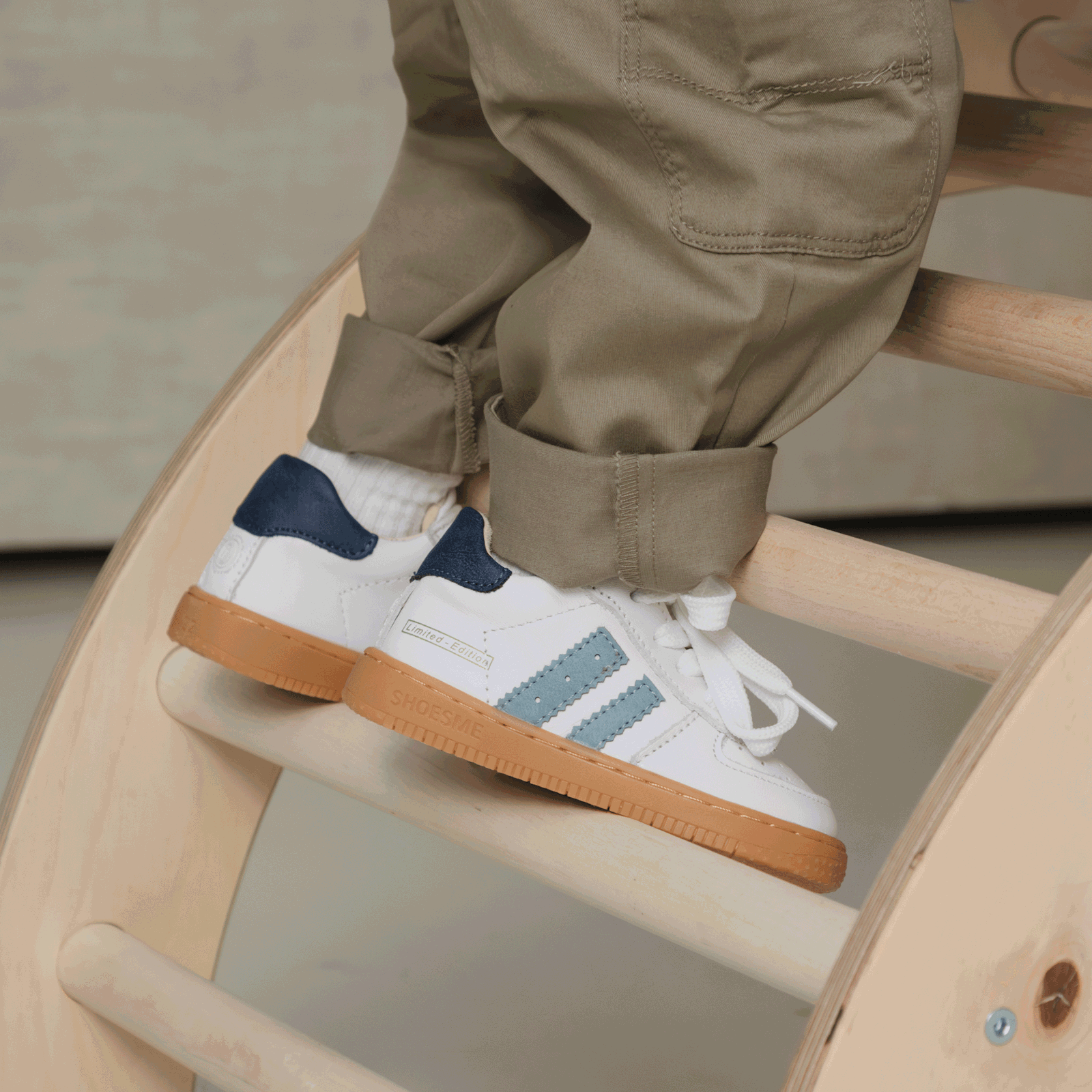 Shoesme wit-blauw sneakertje Leer | Jongens schoenen
