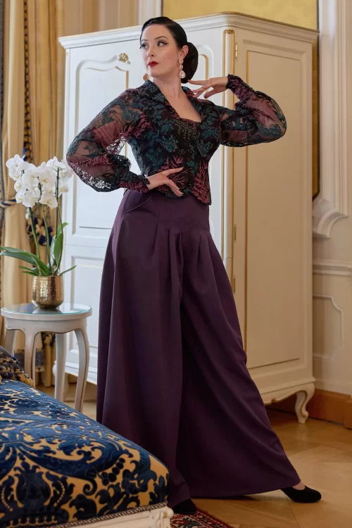Miss Candyfloss Calgary Bo palazzo pantalon in aubergine