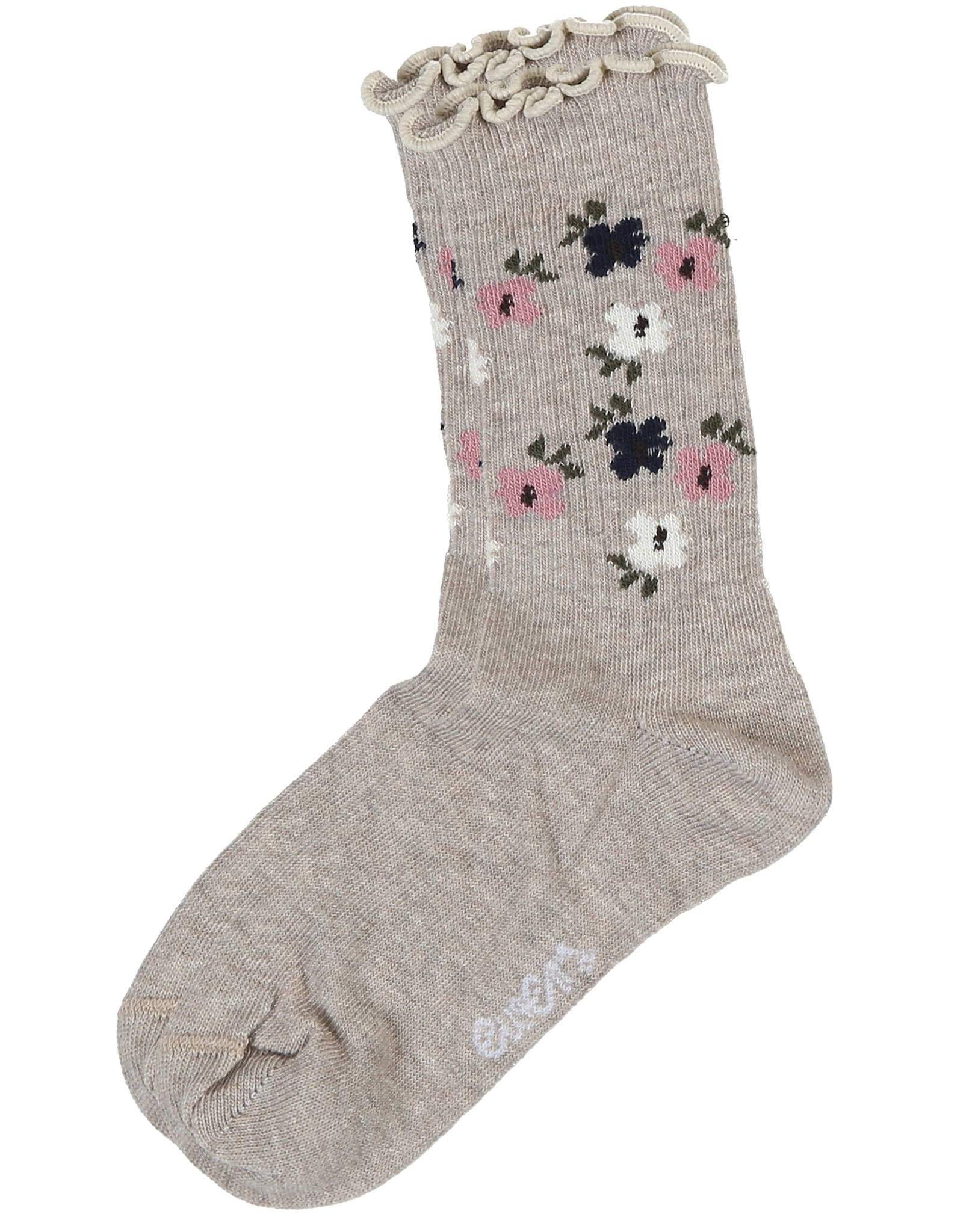 Socken BLÜMCHEN mit Rüschen 3er-Pack in navy/beige