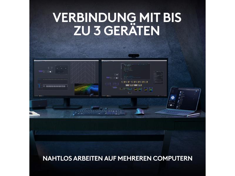 Logitech Tastatur MX Keys S CH-Layout Komfortable Tastatur mit Multi-Device Kopplung und intelligenter Beleuchtung