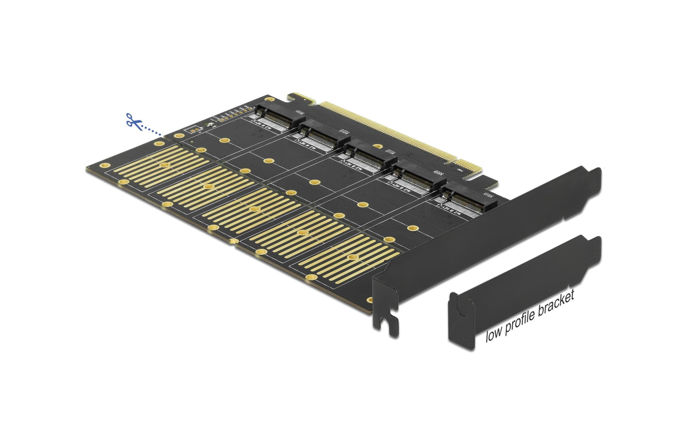 Host Bus Adapter PCI-Express x16v3 zu 5xM.2 Key-B, SATADelock PCI Express x16 Karte zu 5 x intern M.2 Key B / SATA