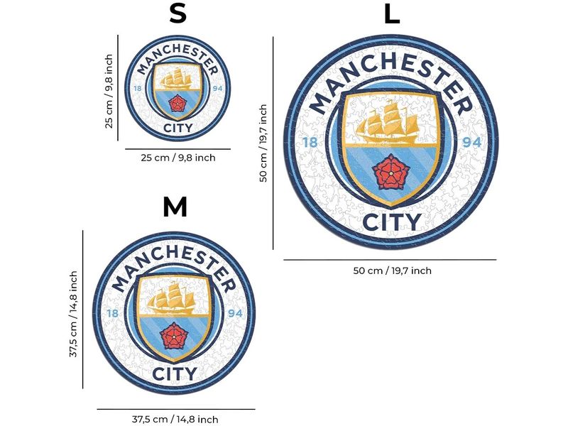 Iconic Puzzle Man City FC – Logo Offiziell lizenziertes Holzpuzzle, Grösse M