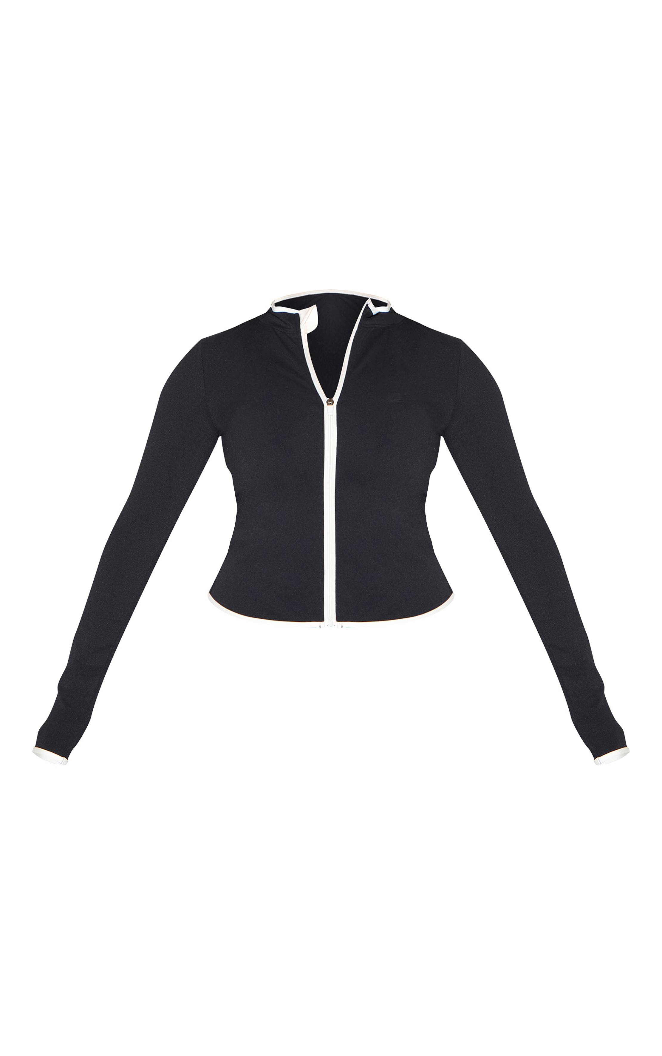 Noir Veste Zippée Active Olive Shape À Bandes Contrastantes