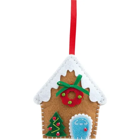 Folia Filz Nähset für Kinder-Mini Filzinie, Anhänger Lebkuchenhaus, 9 teilig