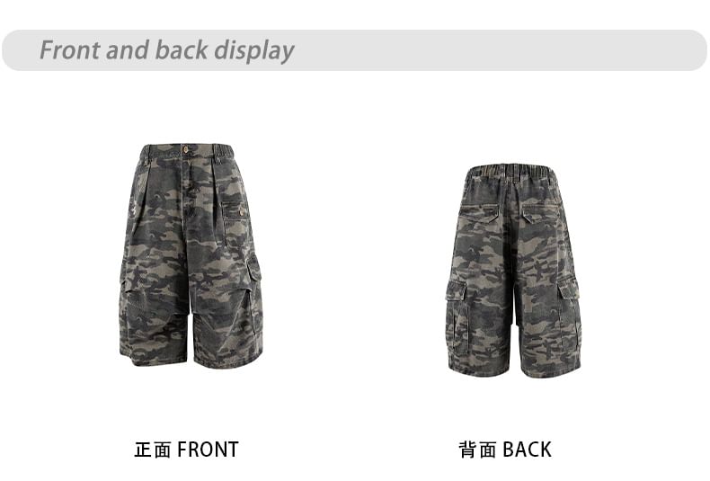 Shineon Studio - Camouflage Cargo Shorts met hoge taille