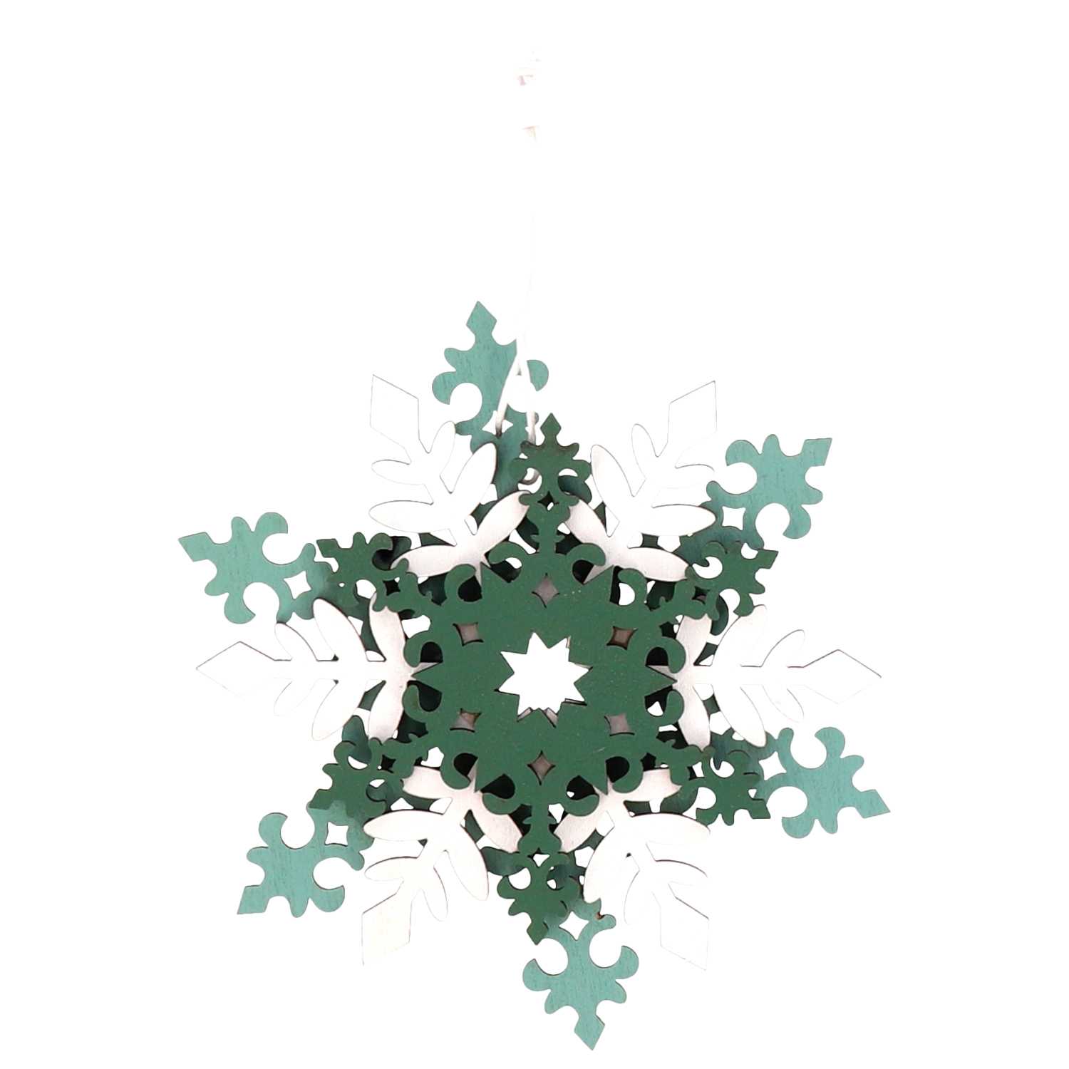 novooo Deko Hänger Schneefl. Ø12cm 2f Holz