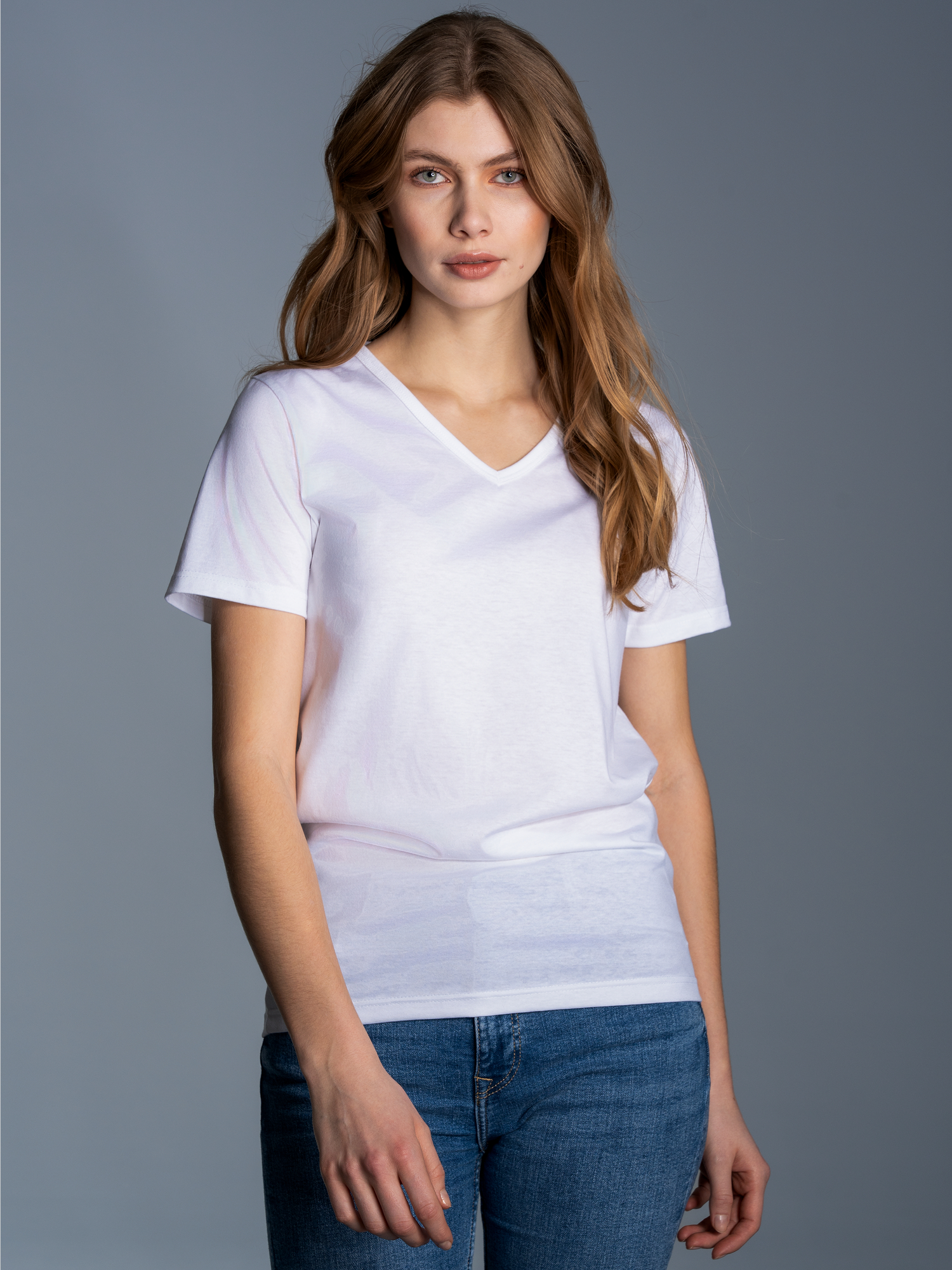 V-Shirt Slim Fit Weiss