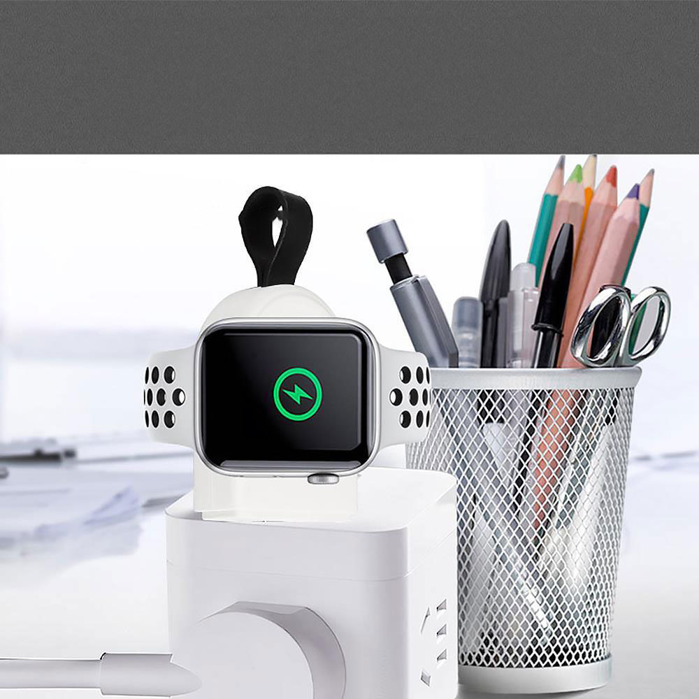 Magnetischer Apple Watch Qi-Wireless Charger USB Ladegerät mit Trageschlaufe - Weiss