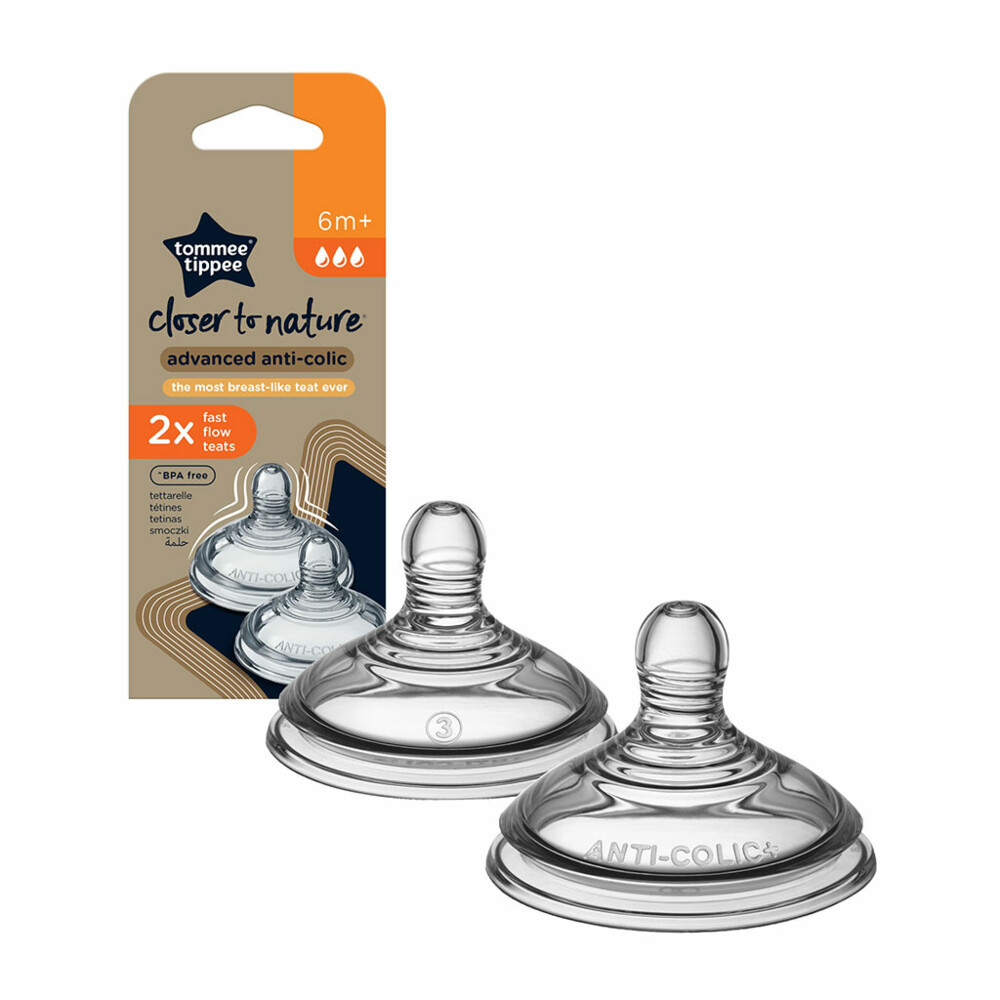 Tommee Tippee Closer to Nature Fast Flow Teats Speen 6m+2 stuks