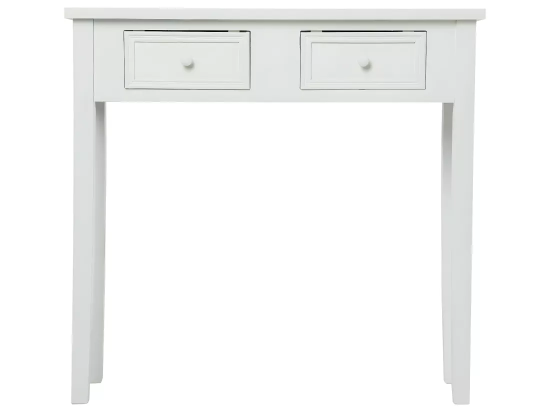 Meuble Console 2 Tiroirs en Bois Blanc H 76 cm