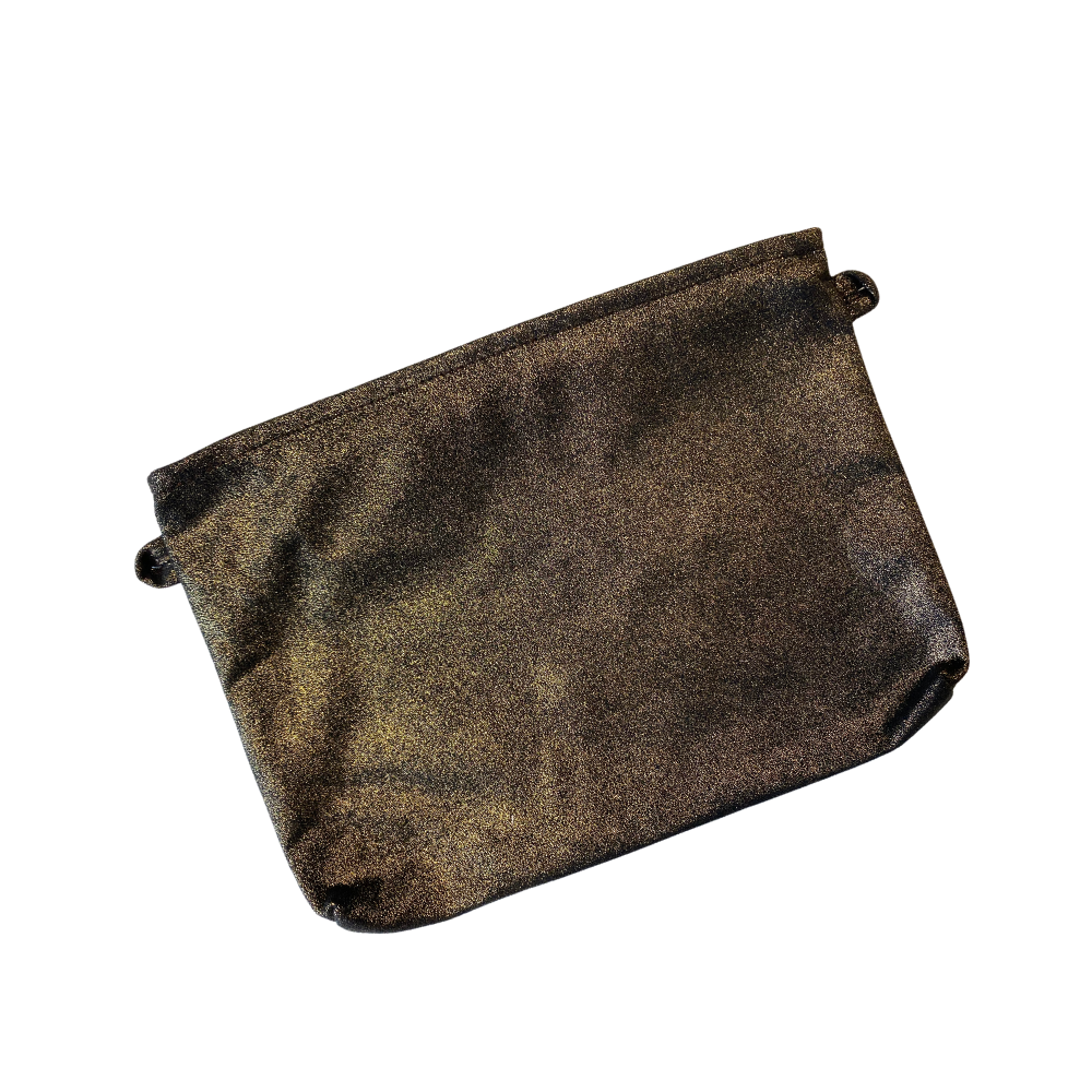 Mini Pochette Tissu Suédine Pailletée Or