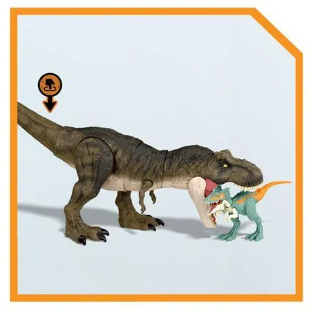 Mattel Jurassic World Thrash ’N Devour Tyrannosaurus Rex, ca. 55 cm lang und ca. 22 cm hoch