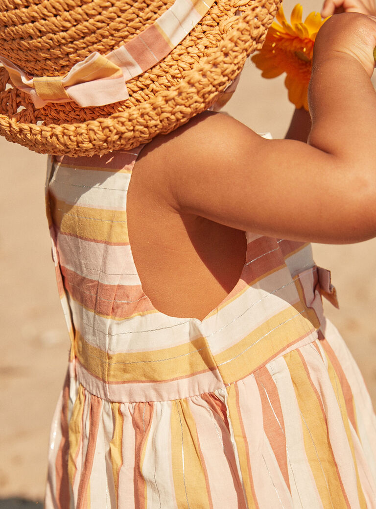 Robe et culotte écrues à imprimé à rayures