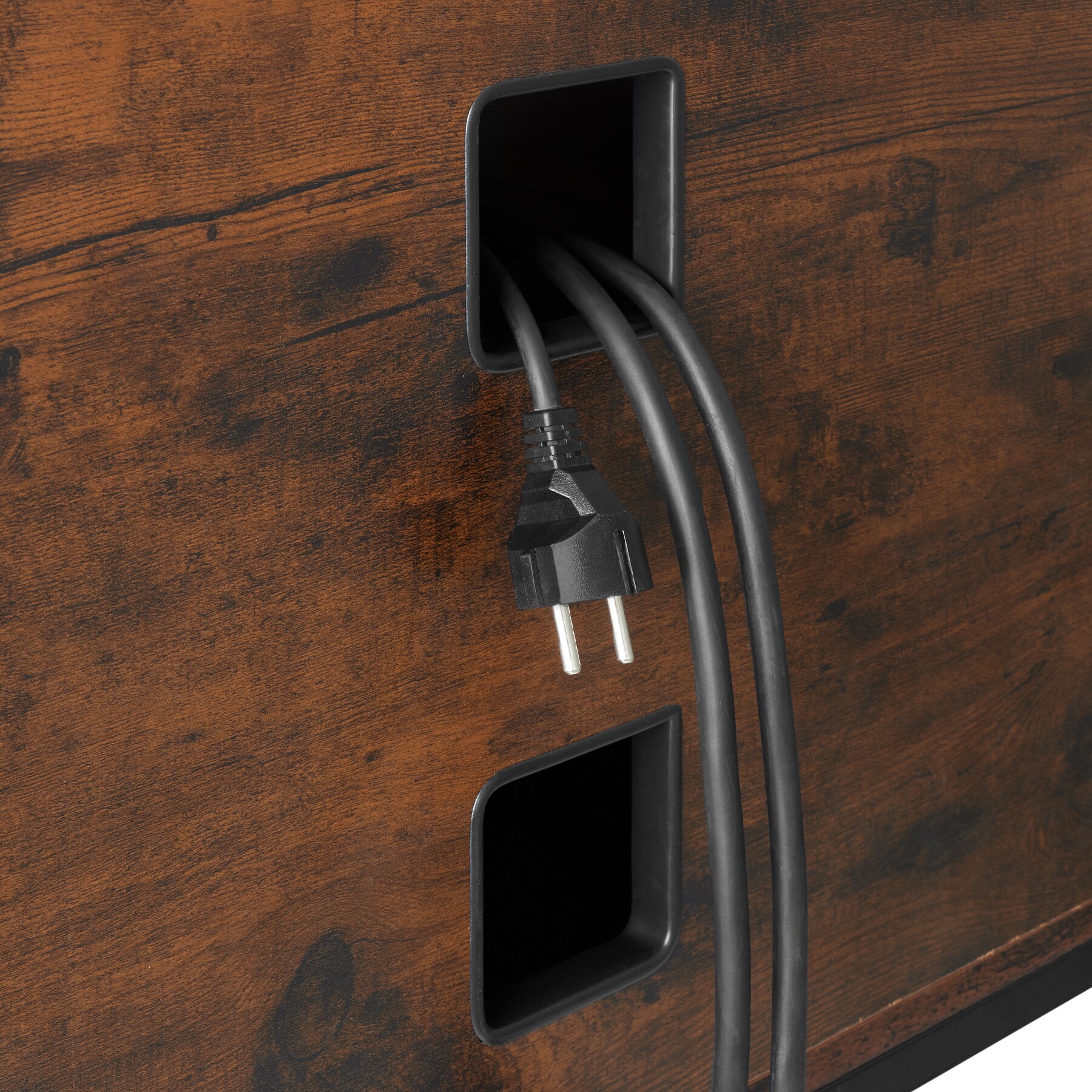 tectake® TV-Board, Industrial Style, 2 offene Fächer, Staufach mit Magnettür, 2 Kabelaussparungen, 110 x 41,5 x 50,5 cm