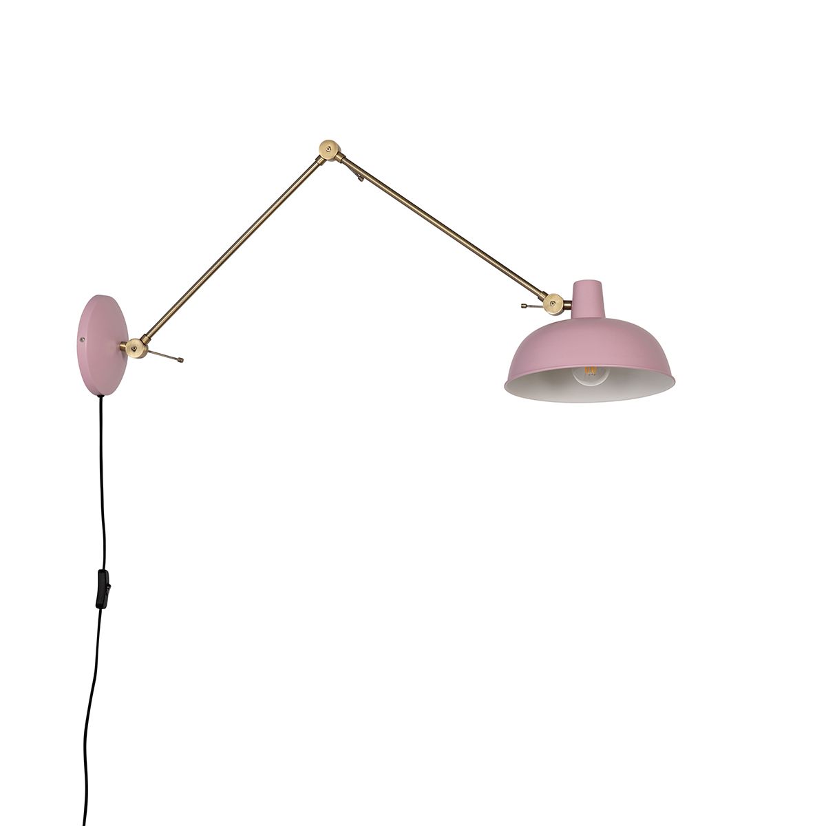 Retro wandlamp staal roze met brons - Milou
