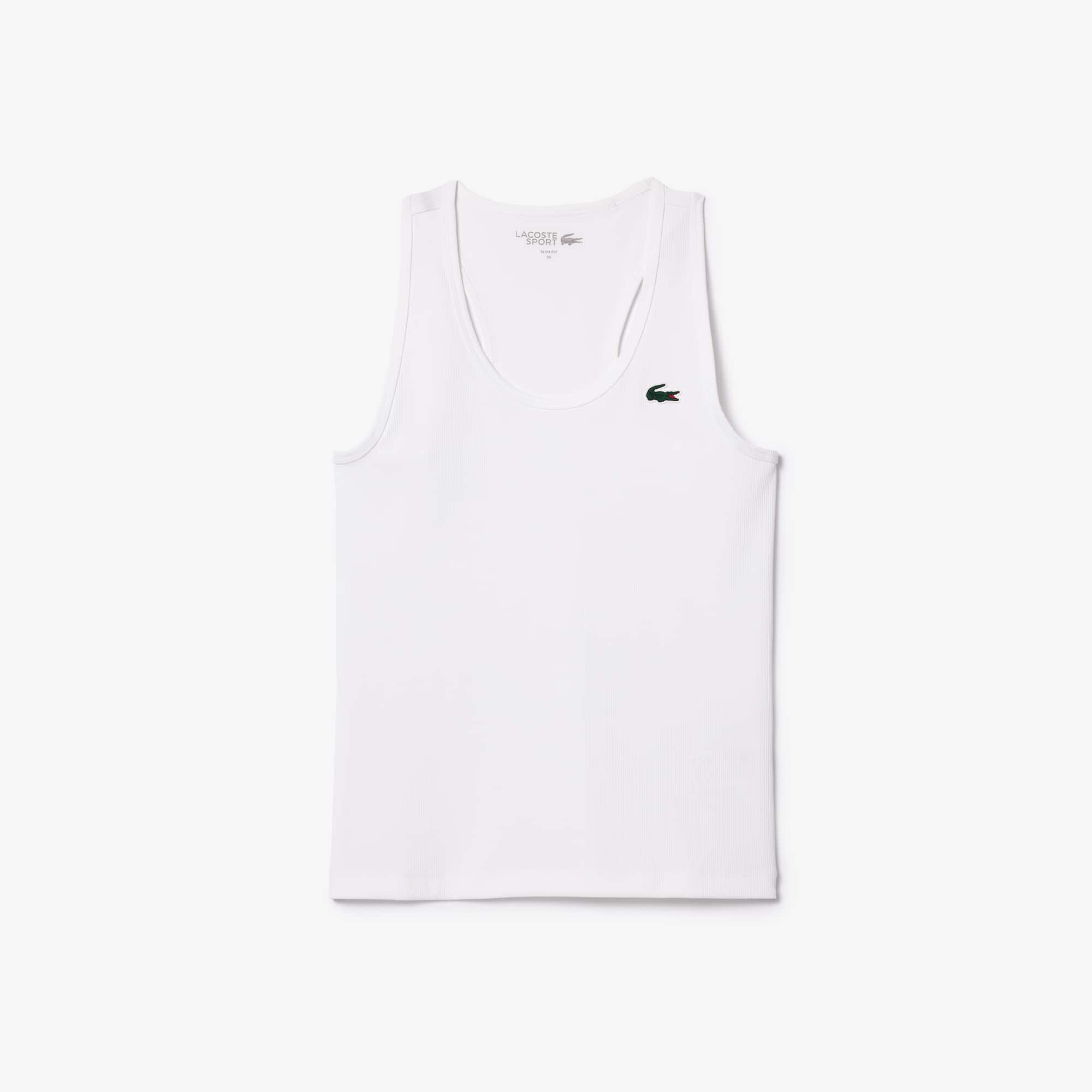Débardeur femme Lacoste Sport slim fit en maille côtelée T-Shirts - Blanc - Lacoste - Femme