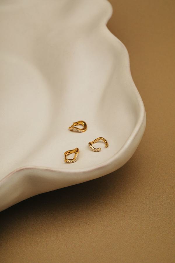 Orelia Jewellery Fine Pave Wave Ear Cuff