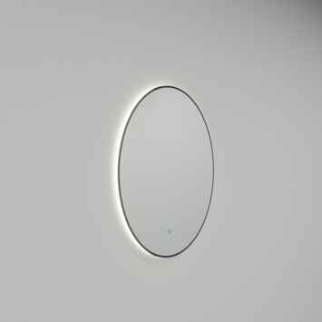 Marho Mavri badkamerspiegel rond verlichting dimbaar mat zwart Ø 80 cm