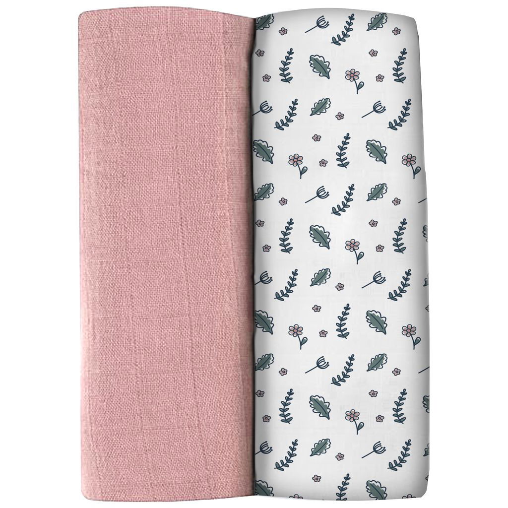 BeabaBeaba   Mulltücher 2er Pack Blumen altrosa