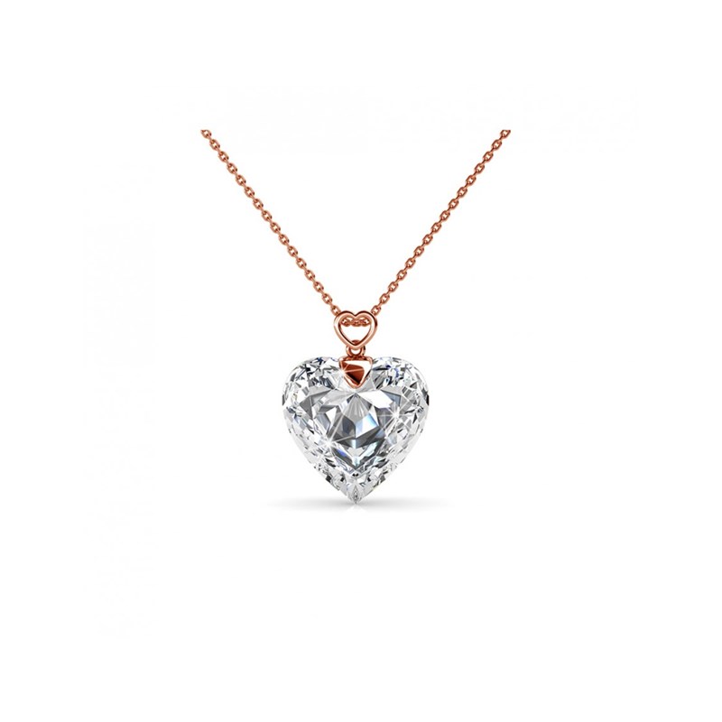 Pendentif Cheery heart - Or Rosé et Cristal