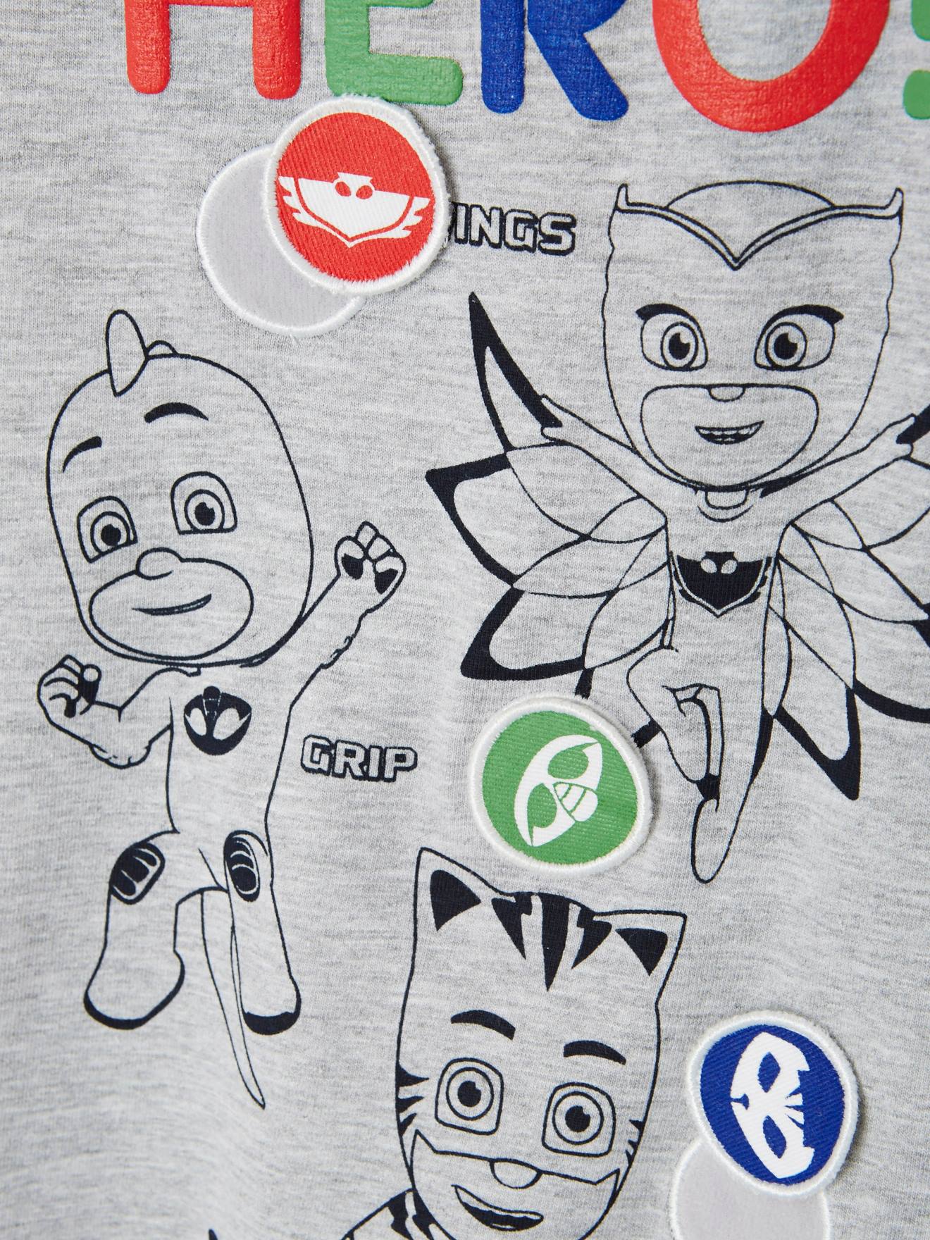 Camiseta PJ Masks® com emblemas removíveis, cinza mescla claro