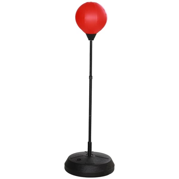 Bokseball for barn boksestativ med boksehansker, 122,5-147 cm høydejusterbart boksesett med stativ for gutter og jenter, stål, rød