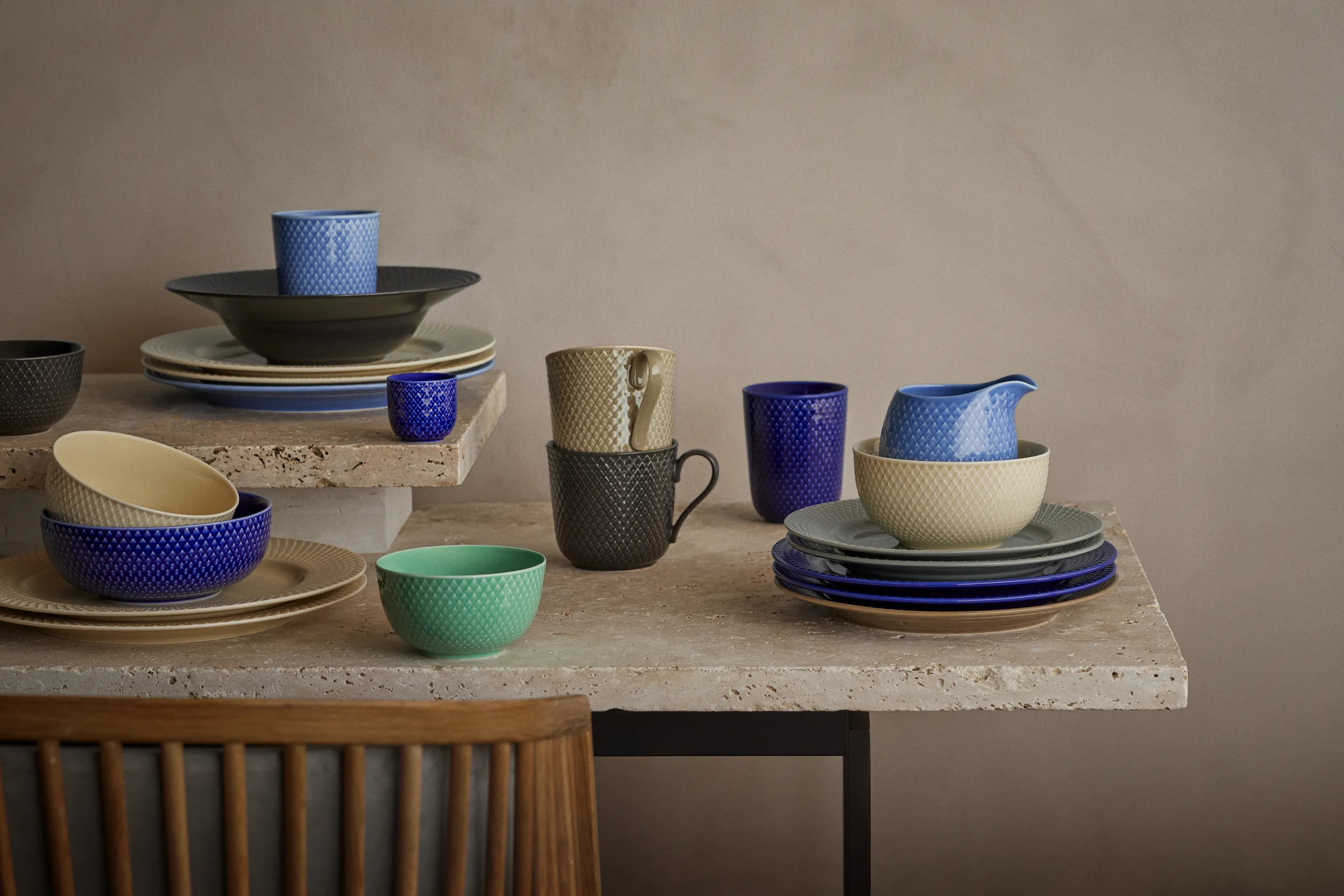 Lyngby Porcelæn Rhombe Earth Middagstallerken