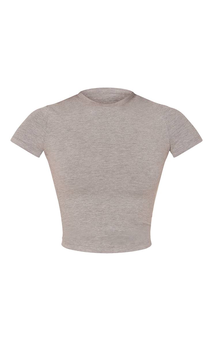 Gris Chiné Haut À Manches Courtes En Coton Doux