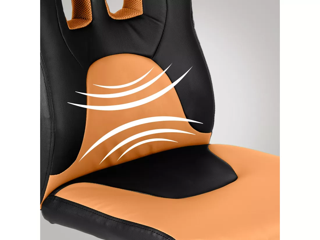 Fauteuil de bureau - Similicuir & Plastique - Noir / Orange - Fun