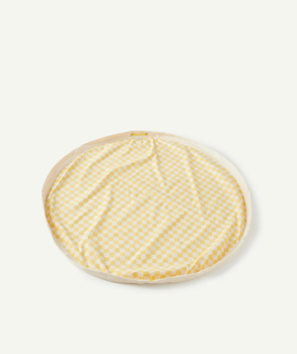 PLAY&GOTAPIS DE JEU 2 EN 1 IMPRIMÉ VICHY JAUNE ET BLANC