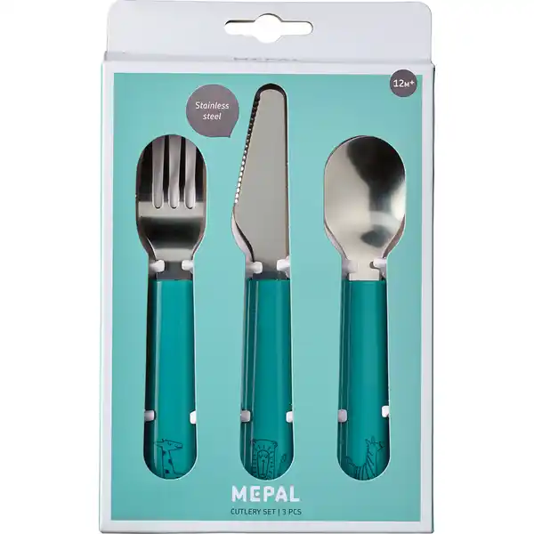 Kinder Besteckset Mio Deep Turquoise 3-teilig