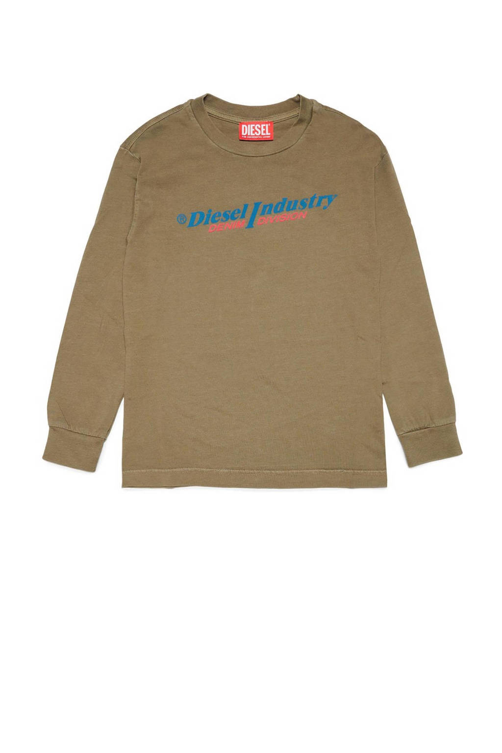 Diesel sweater met tekst armygroen