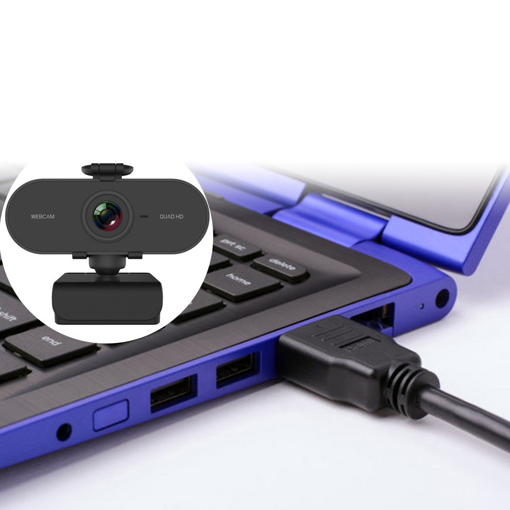 USB Webcam 1440p HD Kamera Laptop / PC mit Mikrofon   Tripod Halterung - Schwarz