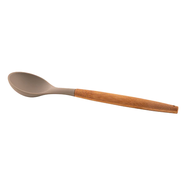 Cuillère en silicone avec manche en bambou 32 cm taupe Point Virgule