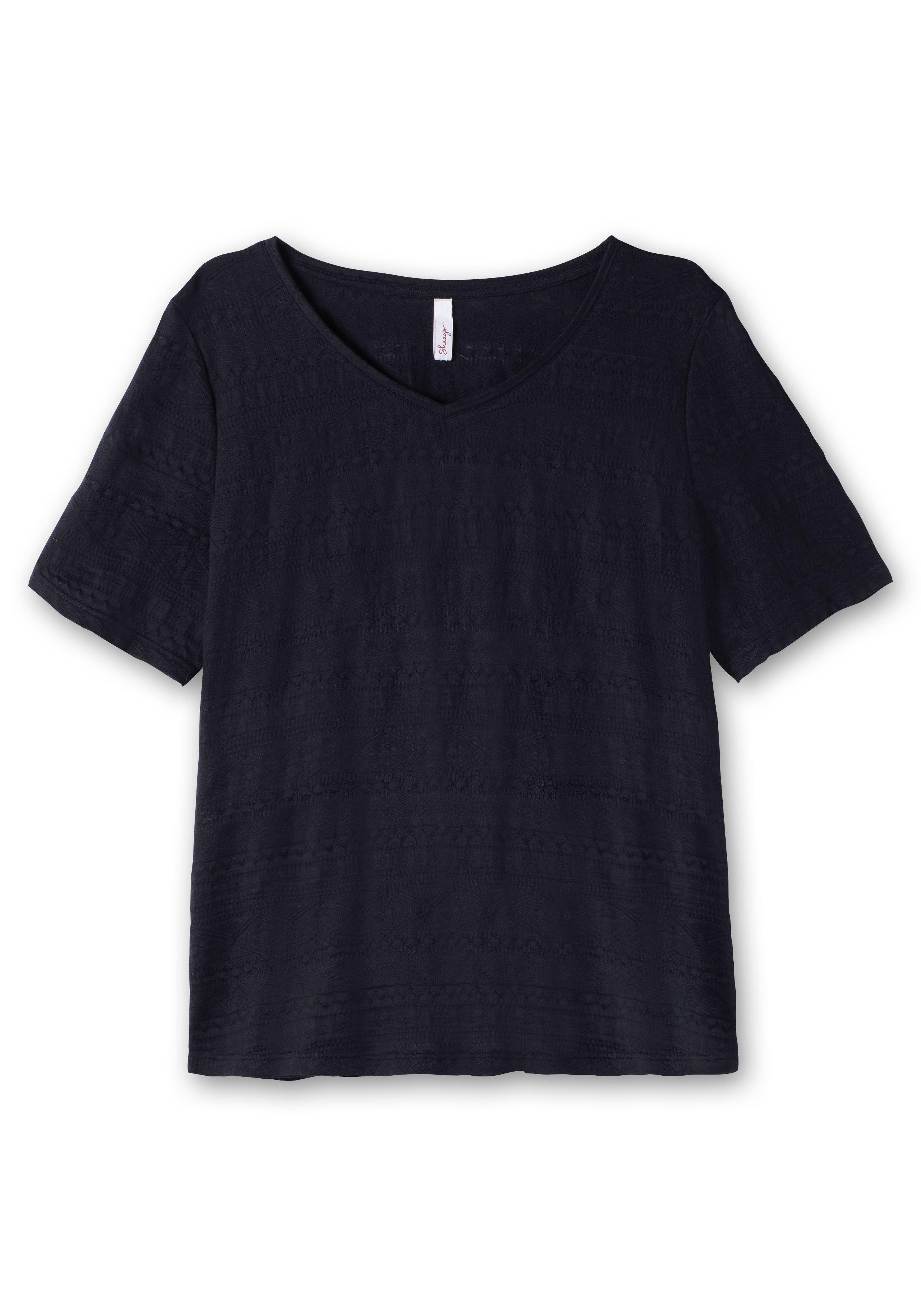 Jerseyshirt mit Jacquardmuster, leicht tailliert