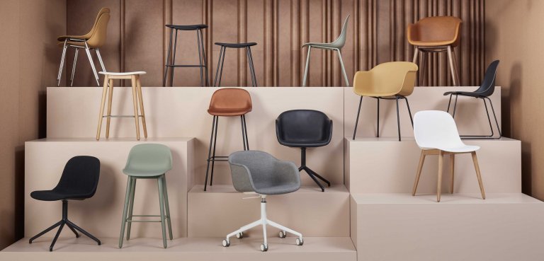 Muuto Fiber Wood barkruk 65cm zwart