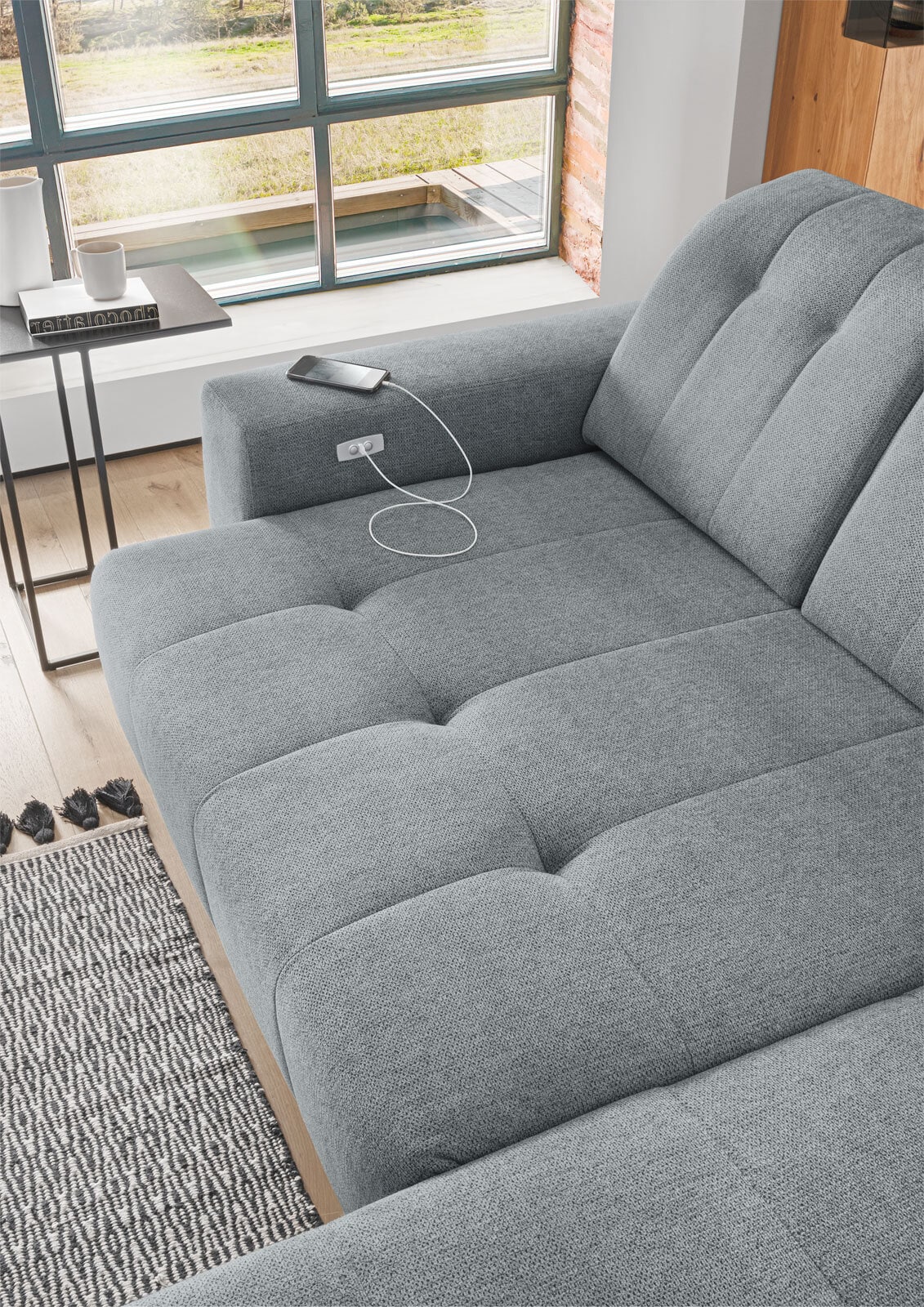 Ecksofa Sano 258x104x180 cm Anthrazit