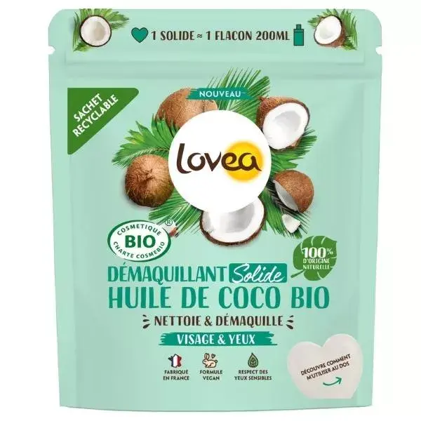 Lovea - Demaquilante Sólido - Óleo de Coco Orgânico - Olhos Sensíveis 50g