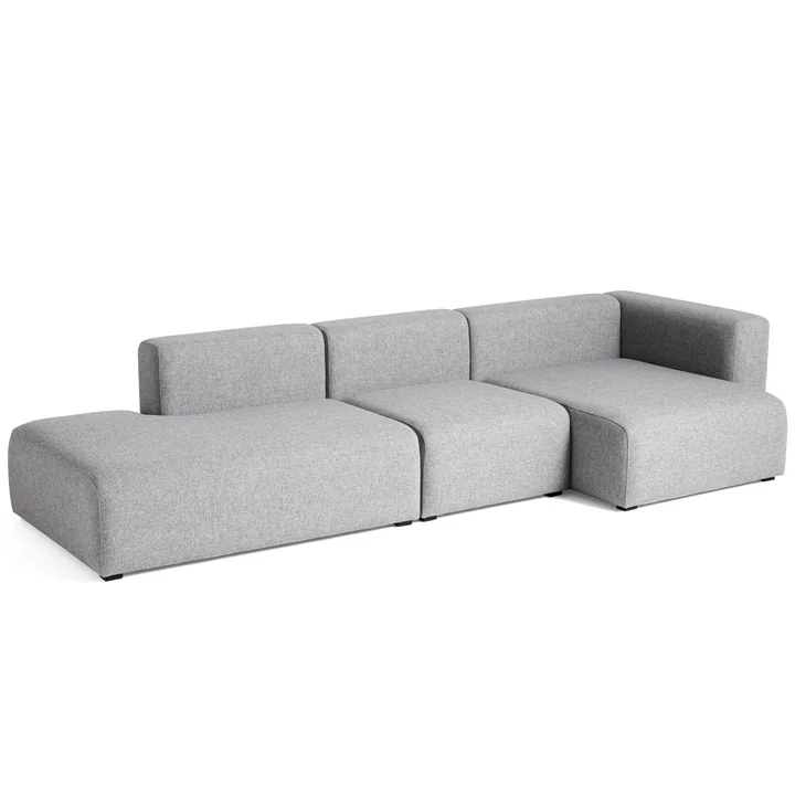 HAY - Mags Sofa 3-Sitzer, Kombination 4 / Armlehne rechts, grau (Hallingdal 130) (EU)